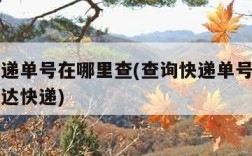 查询快递单号在哪里查(查询快递单号在哪里查询韵达快递)