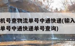 输入手机号查物流单号中通快递(输入手机号查物流单号中通快递单号查询)