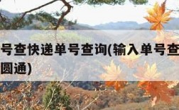 输入单号查快递单号查询(输入单号查快递单号查询圆通)