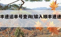 输入顺丰速运单号查询(输入顺丰速递单号查询)