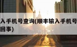 顺丰输入手机号查询(顺丰输入手机号查询有误怎么回事)