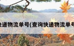 查询快递物流单号(查询快递物流单号申通)