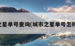 城市之星单号查询(城市之星单号怎样查询)