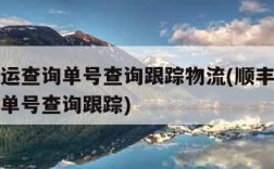 顺丰速运查询单号查询跟踪物流(顺丰速运单号查询单号查询跟踪)
