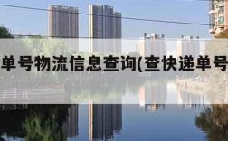 查快递单号物流信息查询(查快递单号码查询物流)