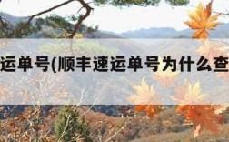 顺丰速运单号(顺丰速运单号为什么查不出来)