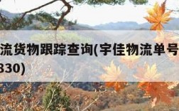 宇佳物流货物跟踪查询(宇佳物流单号查询跟踪190830)