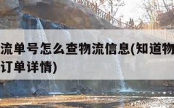 知道物流单号怎么查物流信息(知道物流信息怎样查订单详情)