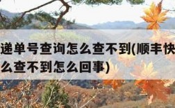 顺丰快递单号查询怎么查不到(顺丰快递单号查询怎么查不到怎么回事)