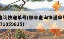 顺丰查询快递单号(顺丰查询快递单号SF1520071859815)