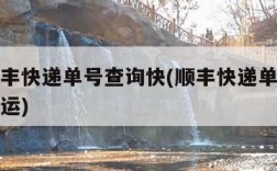 顺丰顺丰快递单号查询快(顺丰快递单号查询顺丰速运)