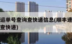 顺丰速运单号查询查快递信息(顺丰速运单号查询爱查快递)