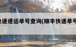 顺丰快递速运单号查询(顺丰快递单号查询 速递)