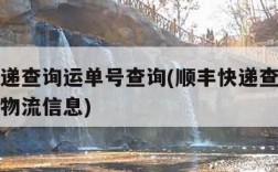 顺丰快递查询运单号查询(顺丰快递查询运单号查询物流信息)