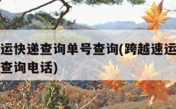 跨越速运快递查询单号查询(跨越速运快递查询单号查询电话)