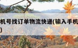 输入手机号找订单物流快递(输入手机号查物流信息)