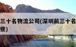 深圳前三十名物流公司(深圳前三十名物流公司有哪些)