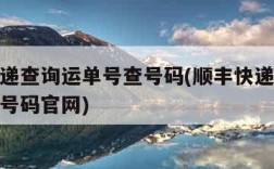 顺丰快递查询运单号查号码(顺丰快递查询运单号查号码官网)