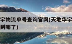 天地华宇物流单号查询官网(天地华宇物流单号查询到哪了)