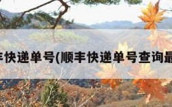 顺丰快递单号(顺丰快递单号查询最新)