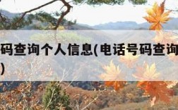 电话号码查询个人信息(电话号码查询个人信息查询)