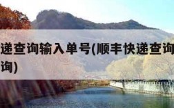 顺丰快递查询输入单号(顺丰快递查询输入单号码查询)