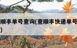 查快递顺丰单号查询(查顺丰快递单号查询物流信息)