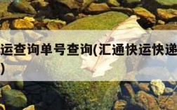 汇通快运查询单号查询(汇通快运快递单号查询物流)