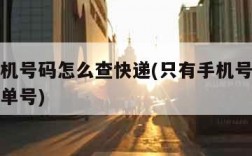 只有手机号码怎么查快递(只有手机号码怎么查快递单号)