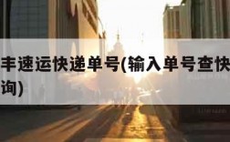 输入顺丰速运快递单号(输入单号查快递顺丰快递查询)