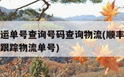 顺丰速运单号查询号码查询物流(顺丰速运单号查询跟踪物流单号)