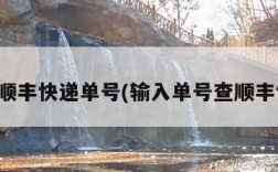输入顺丰快递单号(输入单号查顺丰快递)