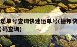 德邦快递单号查询快速运单号(德邦快递单号查询 号码查询)