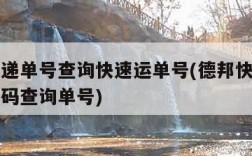 德邦快递单号查询快速运单号(德邦快递单号查询号码查询单号)