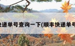 顺丰快递单号查询一下(顺丰快递单号查查)
