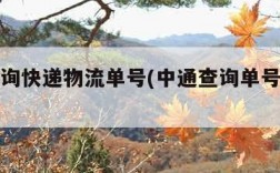 中通查询快递物流单号(中通查询单号码查询物流)