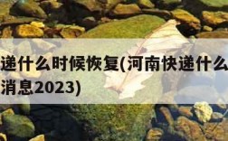 河南快递什么时候恢复(河南快递什么时候恢复最新消息2023)