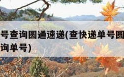 快递单号查询圆通速递(查快递单号圆通速递快递查询单号)