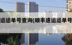 顺丰速运运单号查询(顺丰速运运单号查询入口)