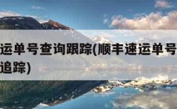 顺丰速运单号查询跟踪(顺丰速运单号查询跟踪运单追踪)